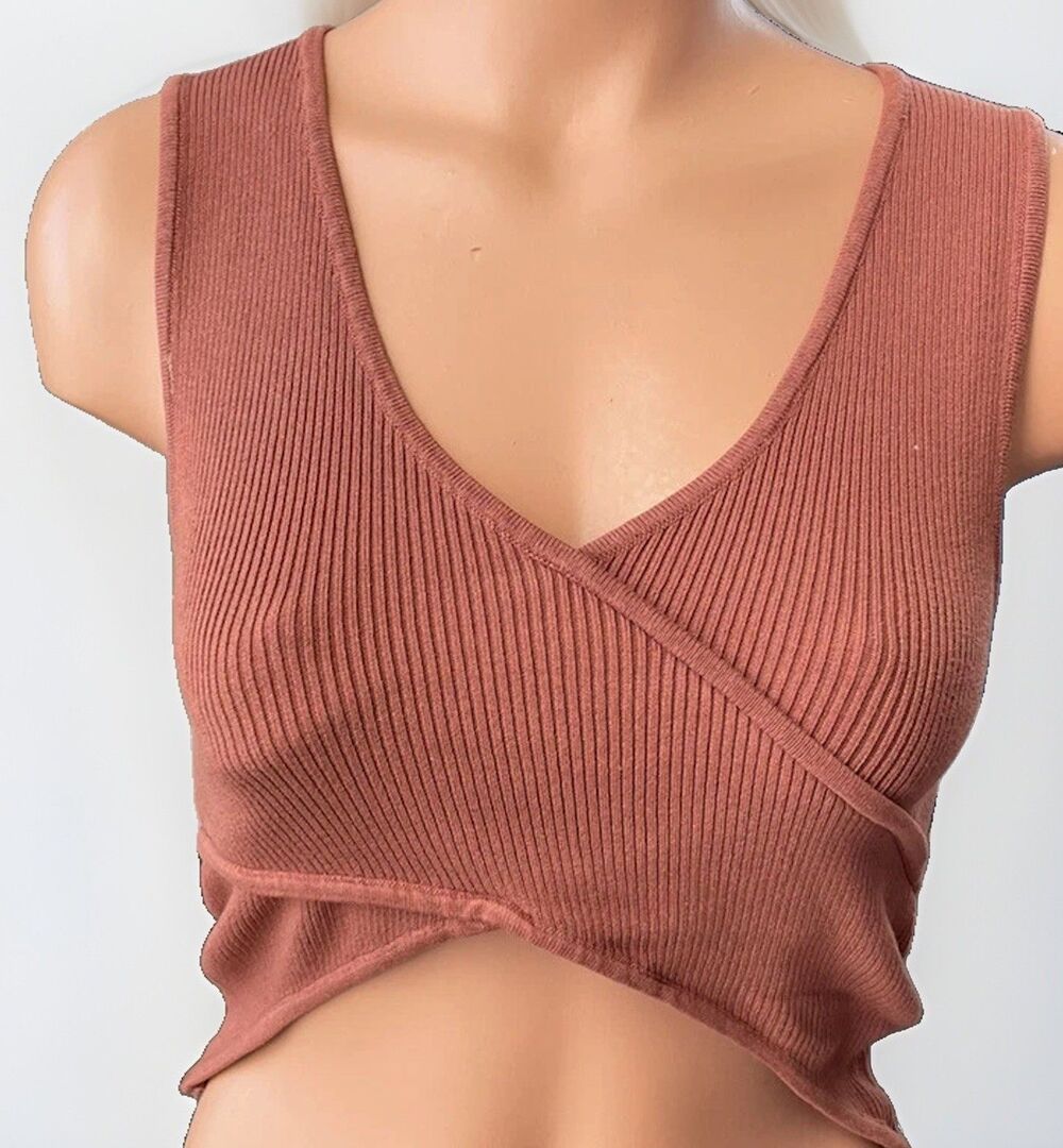 Fashion Nova Orange Rust Knit Ribbed Crop Top Size S